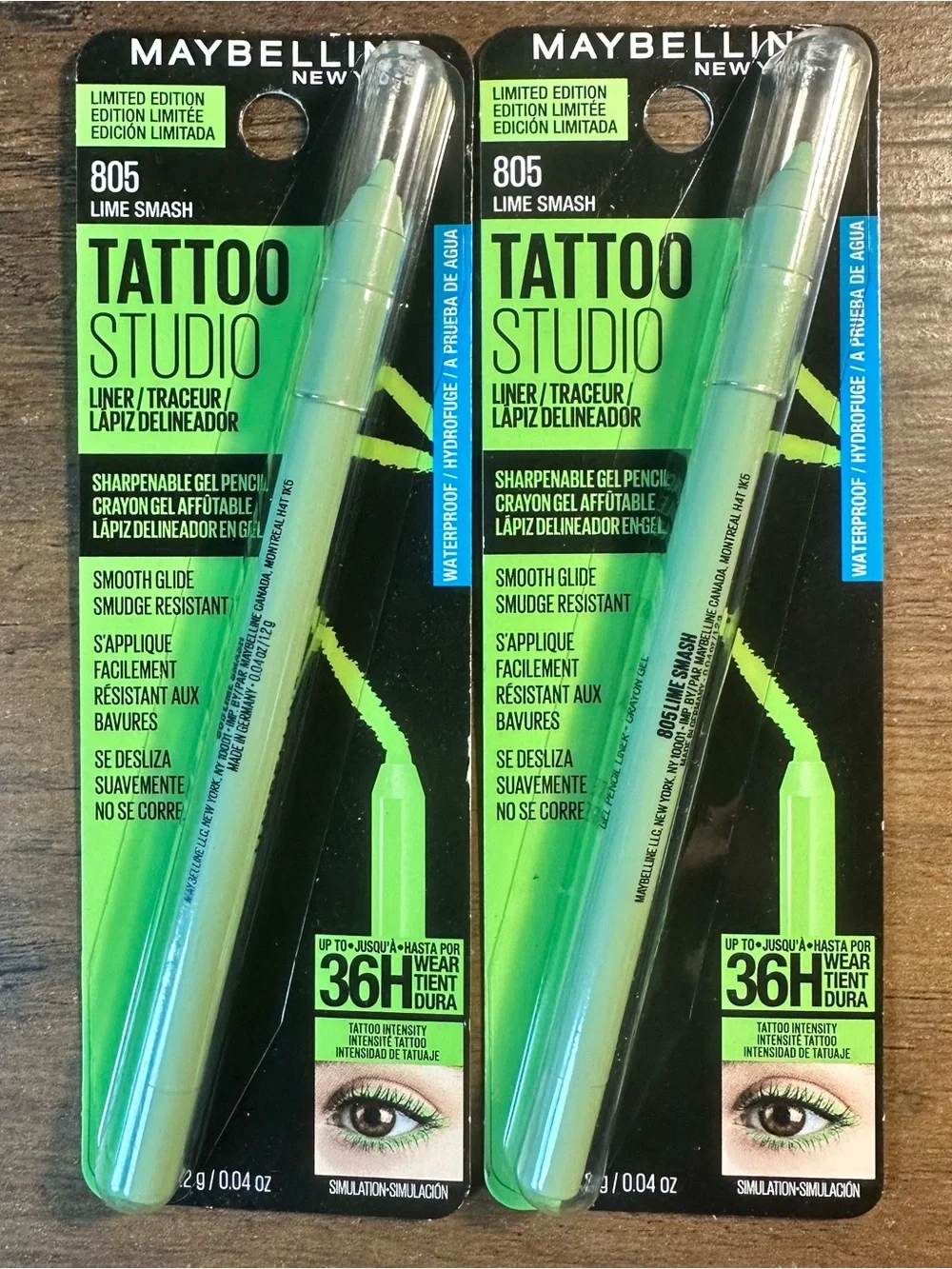 Maybelline Tattoo Studio 2pk Liner Gel Pencil 805 Lime Smash Limited Edition NEW